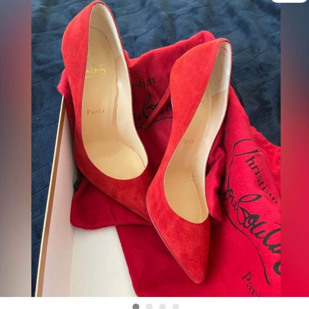 Christian Louboutin Red Suede Pointed Pumps